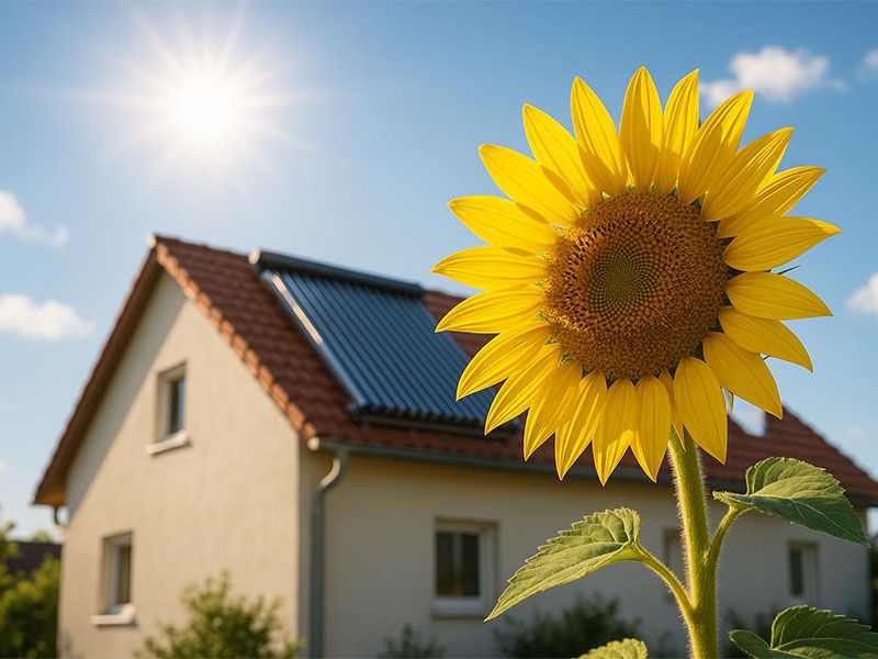 Solarthermie-Kollektoren auf einem Dach